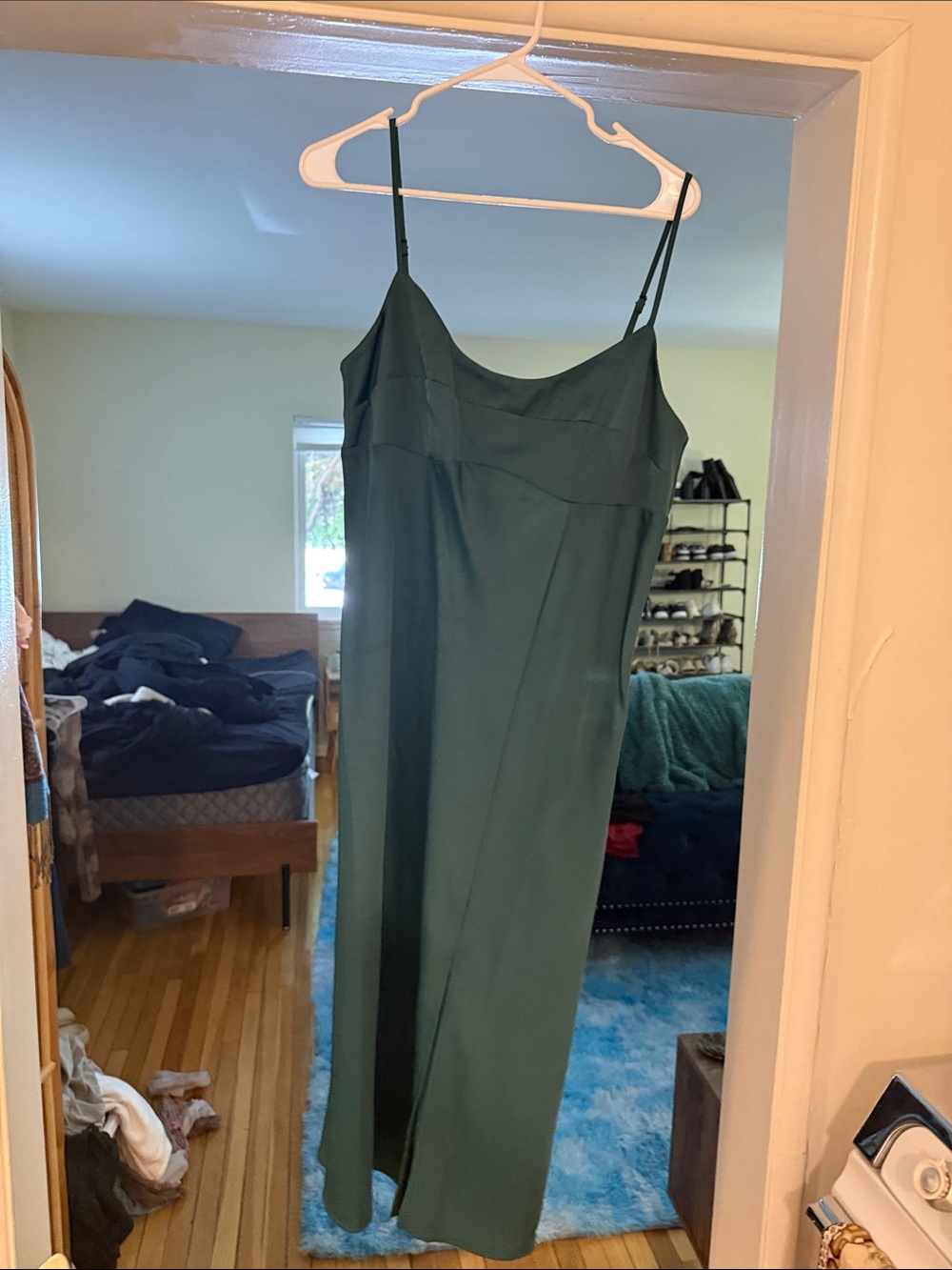a new day Teal Satin Slip Dress